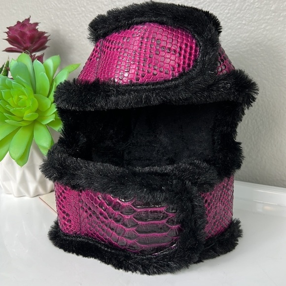 Haute Hounds Luxury Dog Harness Small Faux Croc Leather Black Plush Puppy - Picture 4 of 8